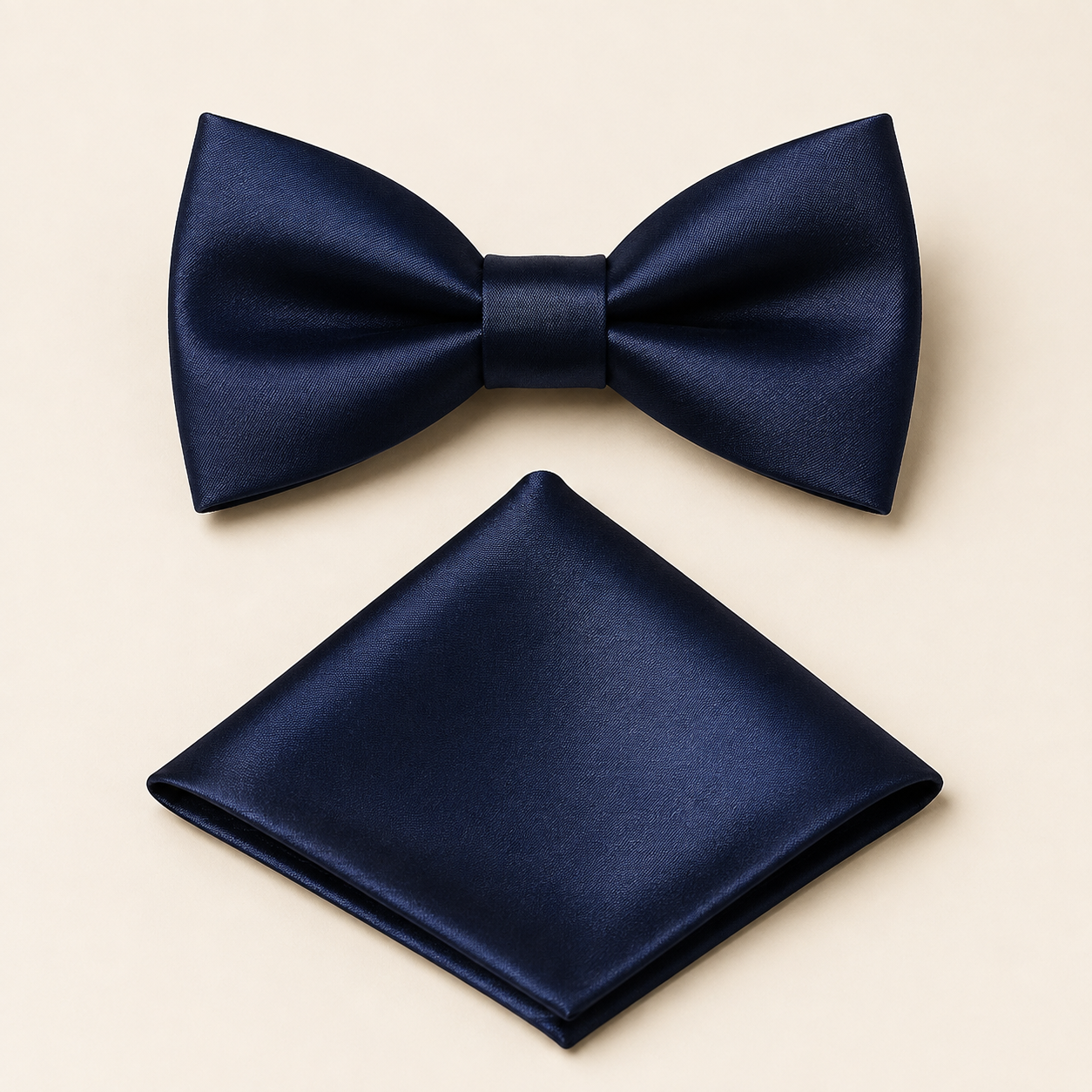 Lanvin Navy Satin Bow Tie Set