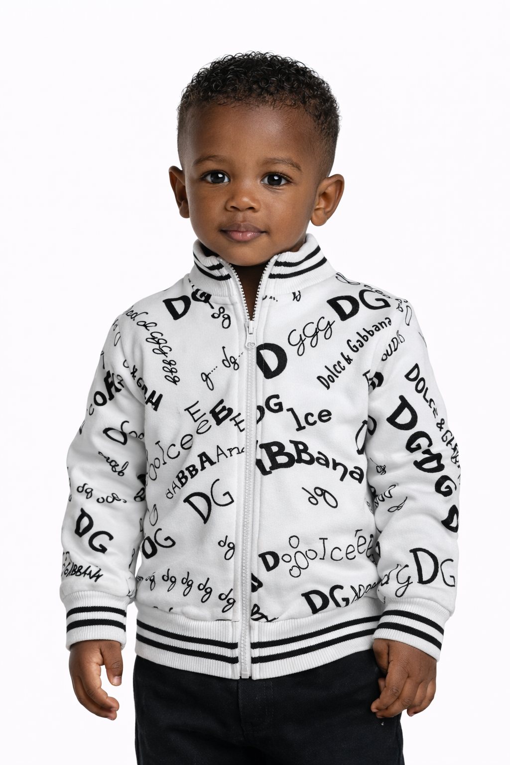 Dolce & Gabbana Kids Logo Zip Jacket, White, 24-30M