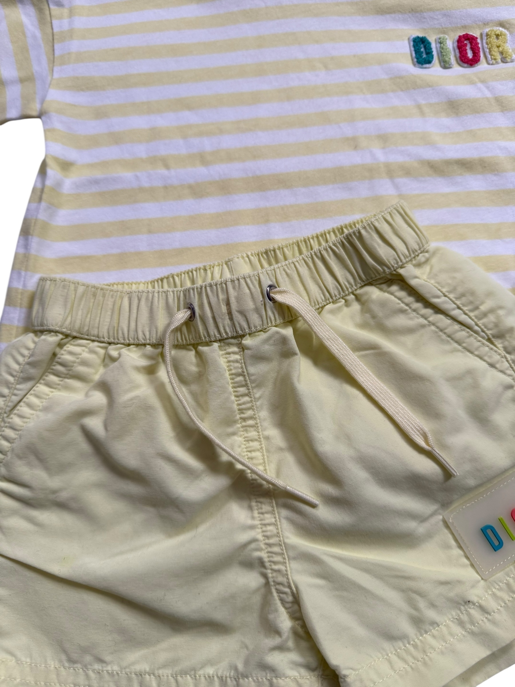Dior Baby Yellow Striped T-Shirt & Shorts Set 12-18M