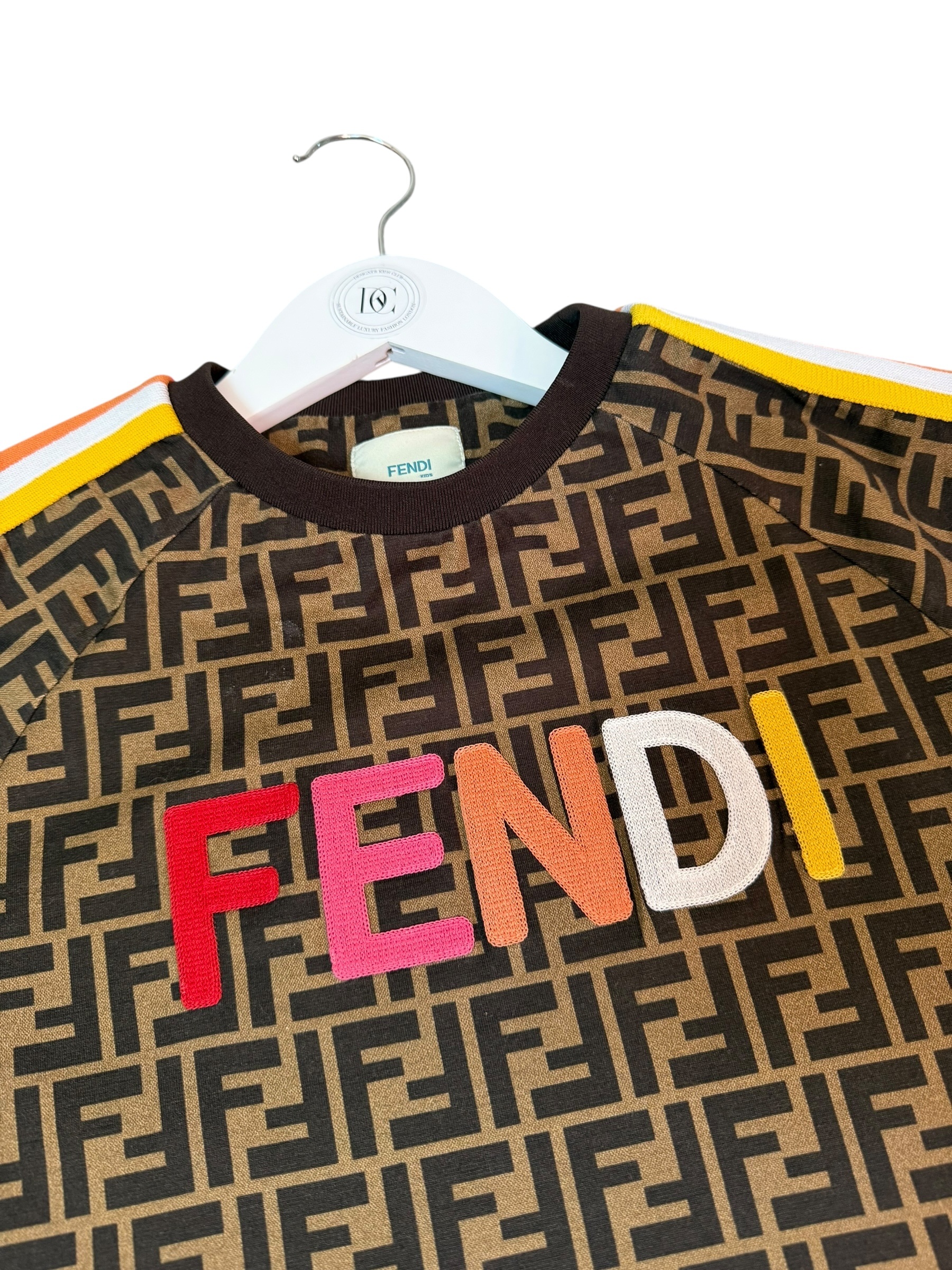 Fendi Kids Brown FF Logo T-Shirt Age 12 - Sporty Luxury