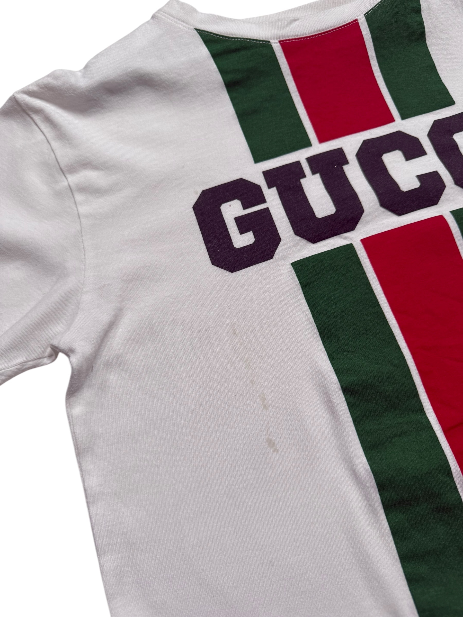 GUCCI White Stripe Logo T-Shirt Age 10 - Iconic Style