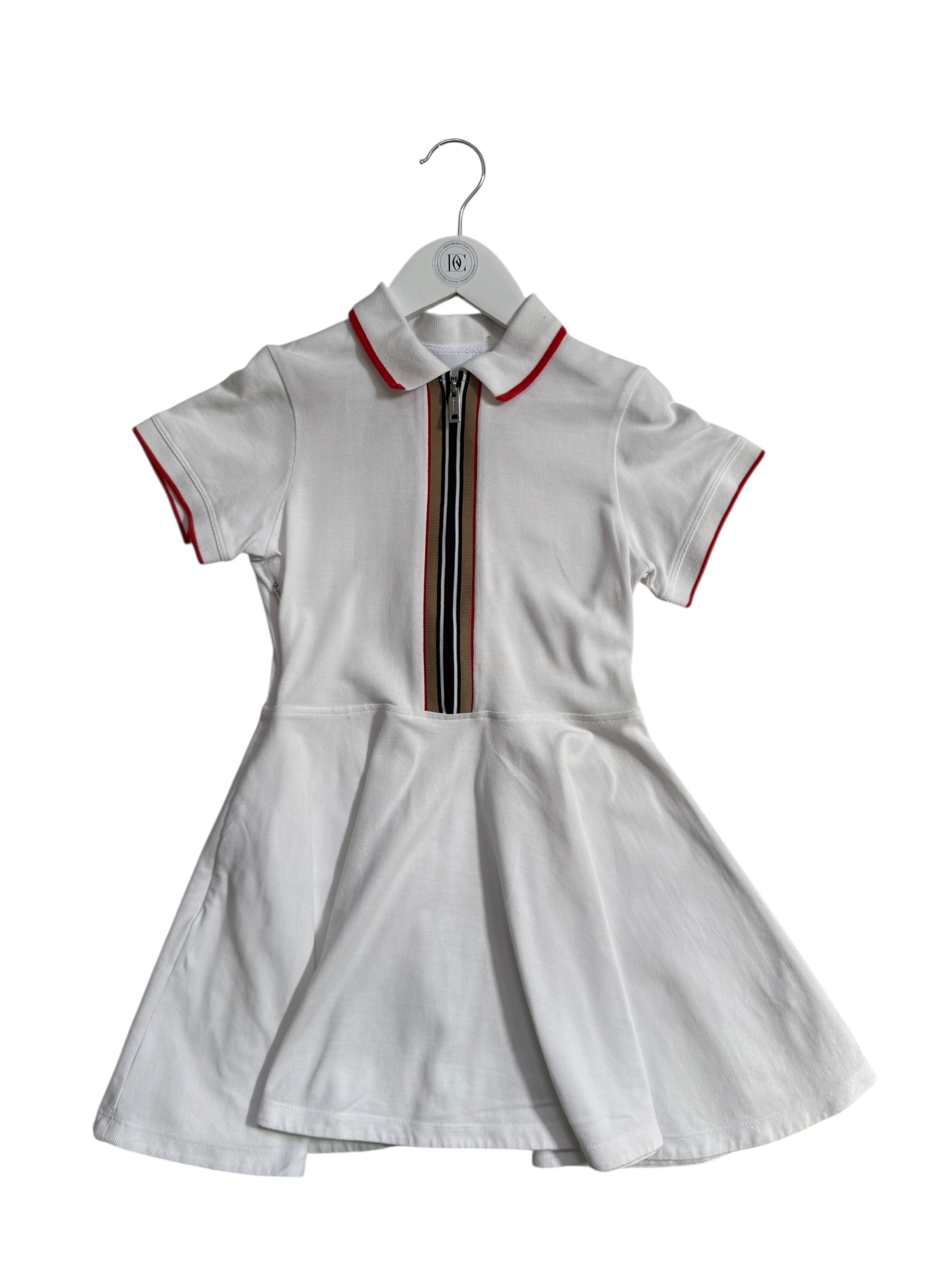 BURBERRY WHITE ZIP DETAIL POLO DRESS AGE 8-image