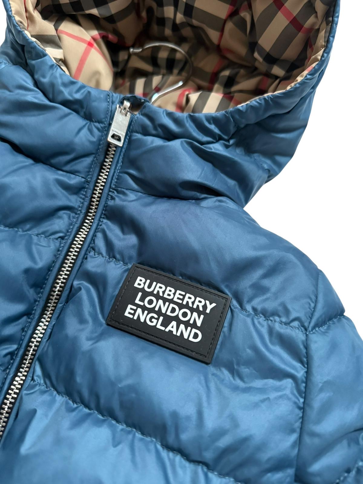 Burberry Blue Reversible Puffer Jacket 6M - Stylish & Warm
