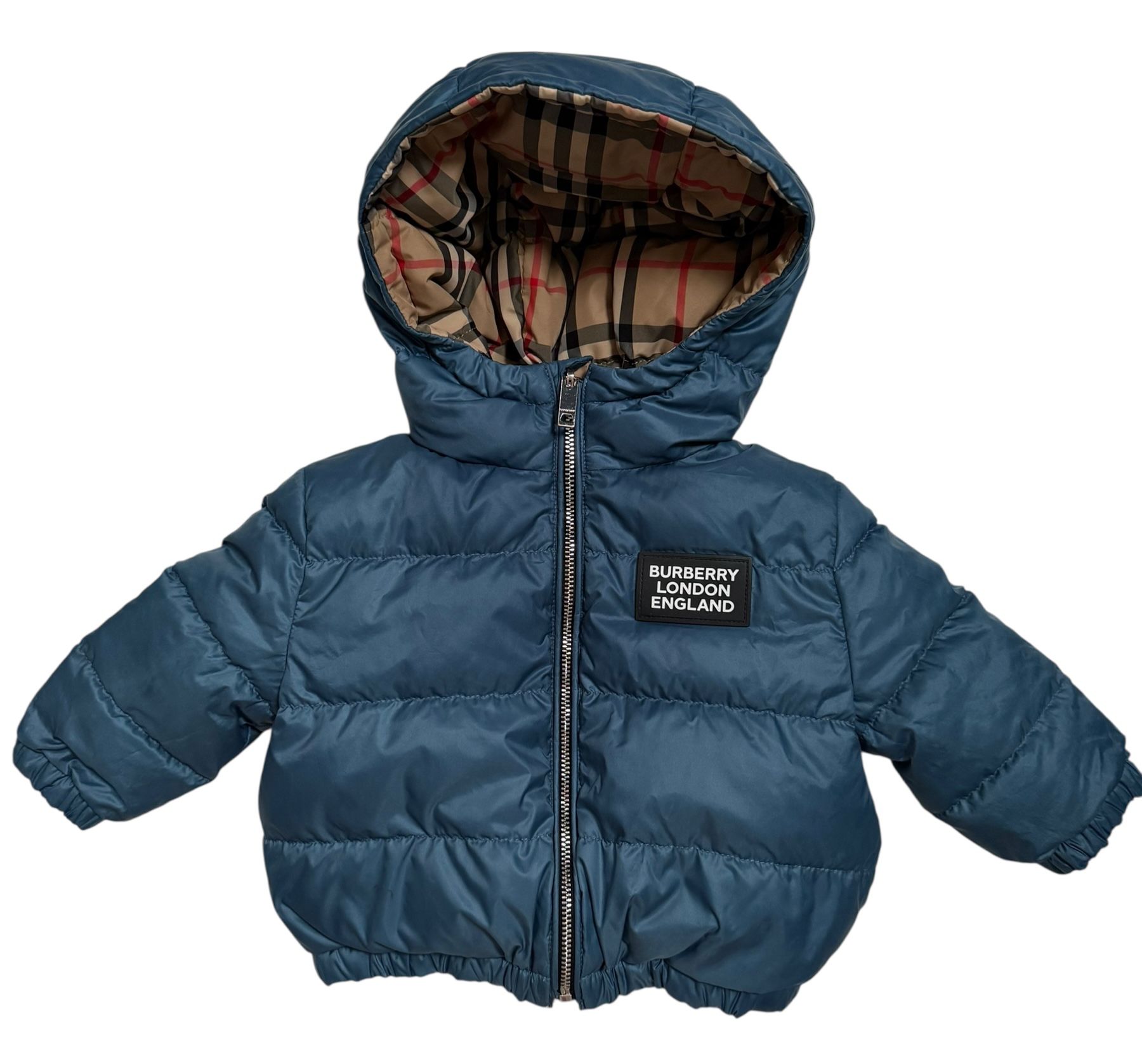 Burberry Blue Reversible Puffer Jacket 6M - Stylish & Warm